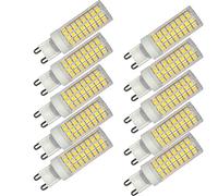 JUTHREE G9 Bombilla LED Dimmable 10W, 1000lm G9 Base Base Bombilla de la lámpara de araña, reemplazo de Bombilla halógena de 100 vatios AC 220-240V, 10 Paquetes(Blanco cálido)