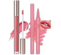 Jutqut Juego de delineador de labios mate y brillo de labios, líquido de larga duración, resistente al agua y al sudor, tatuaje de labios pigmentado, taza antiadherente, secado rápido, adecuado para