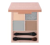 Jutqut Paleta de sombras de ojos de 4 colores, mate y sombras brillantes para una paleta de sombras de ojos natural, duradera y suave, alta pigmentación, con cepillo de doble extremo y espejo