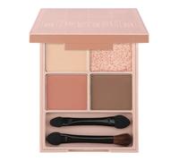 Jutqut Paleta de sombras de ojos de 4 colores, mate y sombras brillantes para una paleta de sombras de ojos natural, duradera y suave, alta pigmentación, con cepillo de doble extremo y espejo