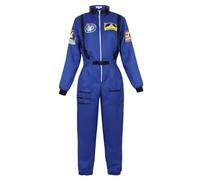 jutrisujo Disfraz Astronauta Adulto Mujer Traje Halloween Carnaval Americano Cadete del Espacio Cosplay Azul M
