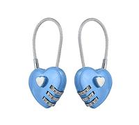 JUTSTJUKO 2 candados de combinación con código, candado para pareja, mini casillero portátil duradero en forma de corazón para mochila, equipaje, mochila, joyero (azul lago)