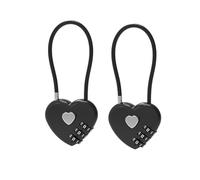 JUTSTJUKO 2 candados de combinación con código, candado para parejas, mini casillero portátil duradero en forma de corazón para mochila, equipaje, mochila, joyero (negro1)