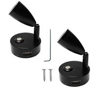 JUTTAUTO - Lámpara de lectura LED de 12 V con USB, interruptor de encendido/apagado táctil regulable para caravana, autocaravana, barco (negro)
