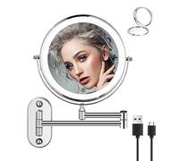 jutyum Espejo de Aumento con iluminación LED, Espejo de Aumento, Espejo de tocador de Pared Giratorio de 360° para baño con iluminación 1X/10X, Aumento del Espejo con iluminación, 3 Luces de Color