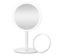 jutyum Espejo de maquillaje con iluminación, espejo de maquillaje de pie, iluminación con 3 colores de luz LED, brillo ajustable, 70 perlas de luz, 10 aumentos, gratis para maquillaje