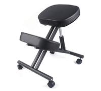 juunyeer Silla ergonómica para rodillas con respaldo, 4 ruedas y soporte para la rodilla, taburete ajustable, con bomba neumática de hasta 100 kg, color negro, 70 x 46 x 50-60 cm