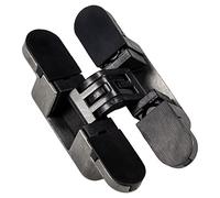 JUVA Bisagra de puerta ajustable invisible para puertas de muebles Kubikina | Bisagra para grosores de madera a partir de 18 mm | Acero y plástico negro | 1 pieza - Cinta de perforación