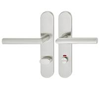JUVA® Manilla de puerta de diseño de acero inoxidable con placa larga para puertas de habitaciones y puertas interiores - LDH 2171 | PZ - cilindro perfilado | 1 juego