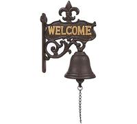 Juvale Campana de hierro fundido para puerta delantera al aire libre, porche, campana de bienvenida para montaje en pared, estilo antiguo, estilo vintage para decoración del hogar (negro, 6.7 x 8.9 x