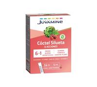 JUVAMINE - Cóctel Silueta 6 Acciones - 14 Sticks - Sabor Frambuesa - Control de Peso - Drenaje - Eliminación - Desintoxicación - Vientre plano - Tonificación - Té verde - Alcachofa - Rabo de cereza