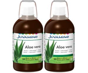 JUVAMINE - Botella Aloe Vera - Acción 3 en 1 - Depurativo - Piel sana - Sistema inmunitario - Sabor a manzana - Desintoxicante - Programa de 20 Días - 500 ML (Paquete de 2)