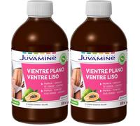 JUVAMINE - Botella Vientre Plano - Complemento alimenticio - Papaya - Hinojo - Té verde - Cromo - Sabor a frutas exóticas - Programa de 10 Días - 500 ML (Paquete de 2)