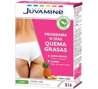 JUVAMINE - Programa 14 Días Quema Grasas - 14 Sticks - Sabor Piña - Estimula el Metabolismo - Control de Peso - Eliminación - Rabo de cereza - Guaraná - Mate - Cromo