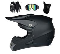 Juventud Doble Deporte Cascos de Motocross, con Gafas Guantes Mascarilla, Unisexo Integral Offroad Moto Scooter Casco, Enduro Cuesta Abajo BMX ATV MTB Quad Dirt Bike Casco(T3,L/56-57CM)