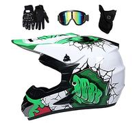 Juventud Doble Deporte Cascos de Motocross, con Gafas Guantes Mascarilla, Unisexo Integral Offroad Moto Scooter Casco, Enduro Cuesta Abajo BMX ATV MTB Quad Dirt Bike Casco(T1,L/56-57CM)