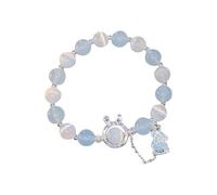 Juventud dulce material de vidrio conejo pulsera minoritaria alta apariencia nivel niña mano para regalo pulseras de cuero para hombre negro, talla única, Vidrio, No es una piedra preciosa