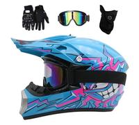 Juventud Enduro Integral Casco de Motocross, con Gafas Guantes Mascarilla, Unisexo Off Road ATV Moto Casco, BMX MTB Downhill Quad Dirt Bike Casco, Regalo para Niños Niñas(DD,S/52-53CM)