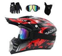 Juventud Enduro Integral Casco de Motocross, con Gafas Guantes Mascarilla, Unisexo Off Road ATV Moto Casco, BMX MTB Downhill Quad Dirt Bike Casco, Regalo para Niños Niñas(CC,S/52-53CM)