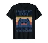 Juventud Gaming Funny Gamer Geek He pausado mi Juego para Estar aquí Camiseta gráfica económica, Hombre, Negro, M