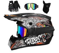 Juventud Niño ATV Casco de Motocross, con Gafas Mascarilla Guantes, Cara Completa MTB Enduro Karting Casco de Moto, Unisexo BMX Carreras Quad Dirt Bike Chocar Casco (Color : S, Size : S/52-53CM)