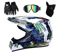 Juventud Niño ATV Casco de Motocross, con Gafas Mascarilla Guantes, Cara Completa MTB Enduro Karting Casco de Moto, Unisexo BMX Carreras Quad Dirt Bike Chocar Casco (Color : R, Size : M/54-55CM)