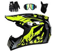 Juventud Niño ATV Casco de Motocross, con Gafas Mascarilla Guantes, Cara Completa MTB Enduro Karting Casco de Moto, Unisexo BMX Carreras Quad Dirt Bike Chocar Casco ( Color : W , Size : XL/58-59CM )