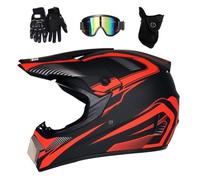 Juventud Niño ATV Casco de Motocross, con Gafas Mascarilla Guantes, Cara Completa MTB Enduro Karting Casco de Moto, Unisexo BMX Carreras Quad Dirt Bike Chocar Casco (Color : F, Size : XL/58-59CM)