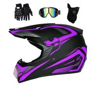 Juventud Niño ATV Casco de Motocross, con Gafas Mascarilla Guantes, Cara Completa MTB Enduro Karting Casco de Moto, Unisexo BMX Carreras Quad Dirt Bike Chocar Casco (Color : H, Size : M/54-55CM)
