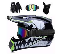 Juventud Niño ATV Casco de Motocross, con Gafas Mascarilla Guantes, Cara Completa MTB Enduro Karting Casco de Moto, Unisexo BMX Carreras Quad Dirt Bike Chocar Casco (Color : L, Size : XL/58-59CM)
