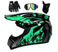 Juventud Niños Casco de Motocross, Cara Completa Fuera de La Carretera MX Moto ATV Scooter Casco, Cuesta Abajo Enduro MTB BMX Dirt Bike Chocar Casco, con Gafas Guantes Mascarilla(Negro,M/54-55CM)