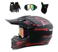 Juventud Niños Casco de Motocross, con Mascarilla Guantes Gafas, Dot Certificado Integral Todoterreno MTB Moto Choque Casco, Cuesta Abajo ATV Cuatriciclo Enduro Carreras Casco