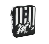 Juventus Estuche Maxi, Striker, Blanco Negro, con bolígrafos, lápices y Colores, escuelas primarias y Medias, Accesorios Escolares, Negro, Talla única, Moderno