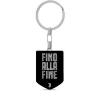 Juventus Llavero Fútbol FC - Hasta el final - Llavero para llaves de coche, casa, oficina con placa grabada, negro - blanco, Multicompartimento, L
