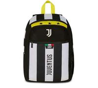 Juventus Seven Mochila doble compartimento, blanco y negro, bolsillo frontal con cremallera y bolsillo para botella, niño, escuela primaria, fútbol, Negro, Talla única, Casual