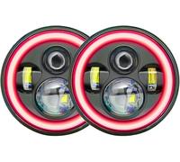 Juvra Luz del coche Conjunto de faros delanteros para Jeep para Wrangler con para LED Faro(Rojo)