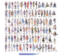 Juwaacoo 101 pegatinas de personas para diario de álbumes de recortes, etiqueta de álbum de recortes de niña urbana para kit de suministros de diario basura