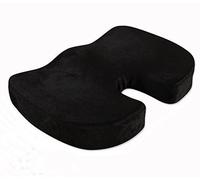 JUWENIN Coccyx Cojín ortopédico cómodo Pro de espuma viscoelástica para silla de escritorio de oficina, asientos de auto y estadio deportivo (estándar, negro)