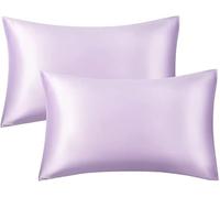 juwenin Fundas de almohada de microfibra de satén sedoso, 2 paquetes de 50 x 75 °C, suaves, sedosas, antiestáticas, resistentes al polvo y ácaros (lavanda)