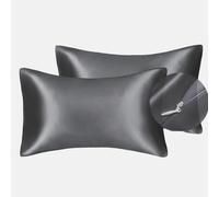 Juwenin Home - Funda de almohada de raso para proteger el cabello y la piel del rostro y prevenir las arrugas, sedosa y elegante, con cremallera oculta, medida estándar: 50 x 75 cm, color: gris