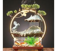 JUXDZISHW A,Fuente de Mesa de relajación para Interiores, Fuente de Cascada pequeña rocalla con decoración de Agua con iluminación LED para el hogar, Oficina, recámara