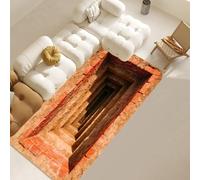 JUXDZISHW Alfombra de pasillo antideslizante, larga, color naranja, medallón vintage, lavable, suave microfibra, para cocina (40 x 150)