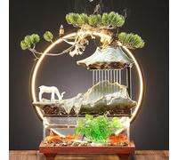 JUXDZISHW B,Fuente de Mesa de relajación para Interiores, Fuente de Cascada pequeña rocalla con decoración de Agua con iluminación LED para el hogar, Oficina, recámara