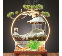 JUXDZISHW C,Fuente de Mesa de relajación para Interiores, Fuente de Cascada pequeña rocalla con decoración de Agua con iluminación LED para el hogar, Oficina, recámara