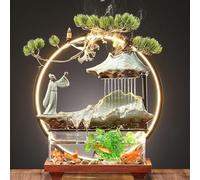 JUXDZISHW D,Fuente de Mesa de relajación para Interiores, Fuente de Cascada pequeña rocalla con decoración de Agua con iluminación LED para el hogar, Oficina, recámara