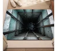 JUXDZISHW J,80 * 120,Alfombra 3D Ilusión Óptica Pozo Piedra con Musgo Alfombras 3D Personalizado Felpudo Divertido Etanche para Sala de Baño