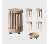 JUXDZISHW Metálico, Pulley,Juego de 4 taburetes apilables, taburetes de barras redondos, estructura, taburetes para adultos, hogar, oficina, aulas