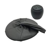 JUXERP For Fiat, 500 500C 2007-2013 Panda 2003-2012 con collares de cambio de marchas de cuero, cubierta de bota, perilla automática, perilla de palanca de cambios de coche de 5 velocidades Pomo de ca