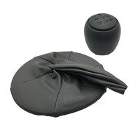 JUXERP For Fiat, 500 500C 2007-2013 Panda 2003-2012 Perilla de palanca de cambios de coche de 5 velocidades con cubierta de bota de collares de cambio de marchas de cuero Pomo de cambio de marchas par