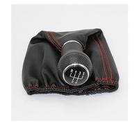 JUXERP For Seat Cordoba 1997 1998 1999 2000 2001 2002 Estilo de Coche Perilla de Caja de Cambios de 5 velocidades con Bota de Cuero PU línea roja Pomo de Cambio de Marchas para Coche(White)